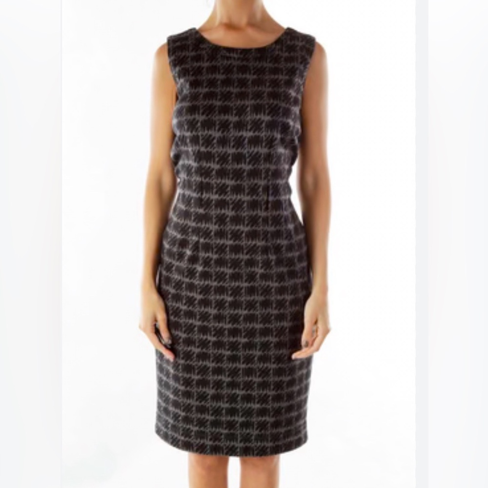 Calvin Klein Black & Gray Houndstooth Dress